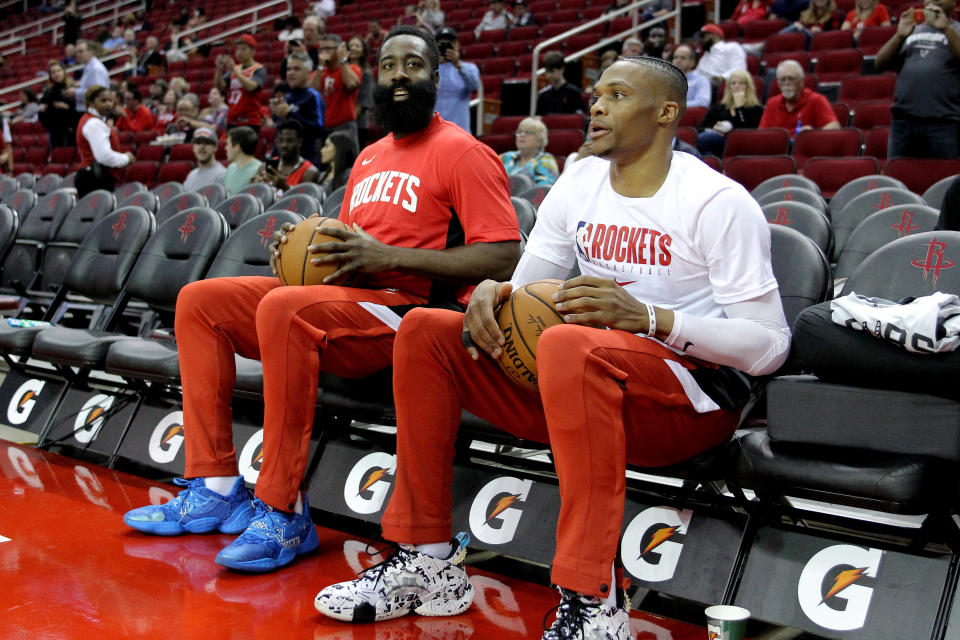 Will James Harden and Russell Westbrook prevent each other from hitting a few milestones this season? (Reuters)
