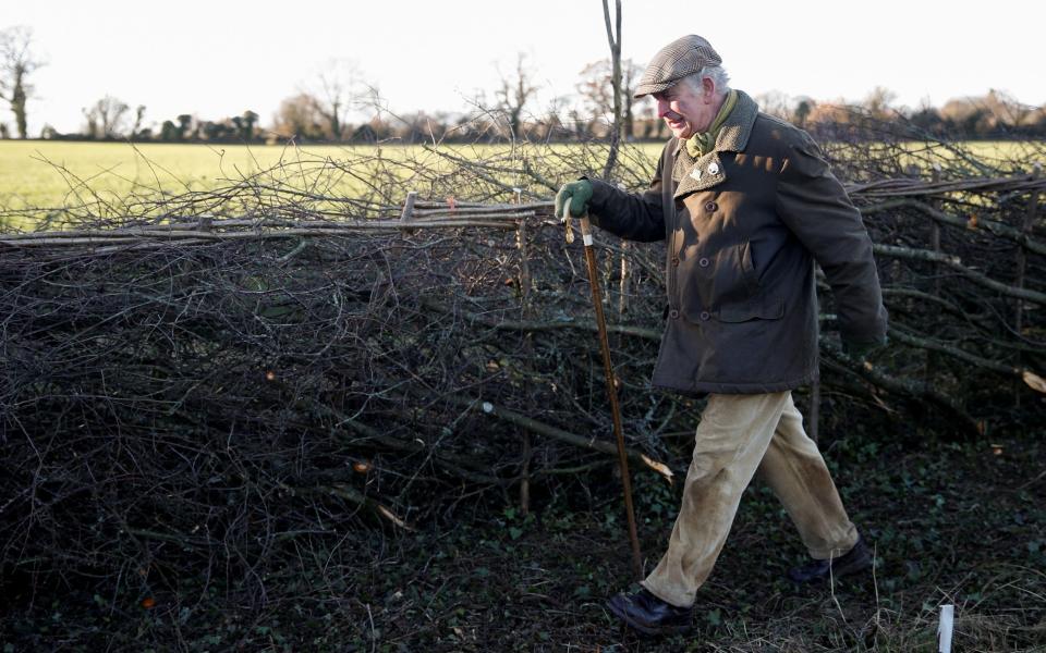 Healthy habits: The King enjoys a brisk walk during lunch as part of his daily routine