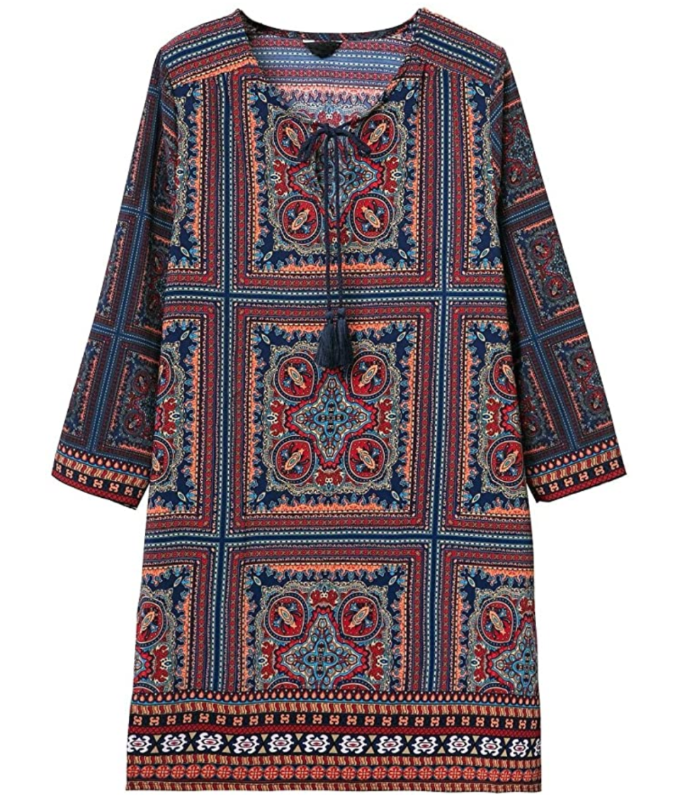 Urban CoCo Bohemian Print Shift Tunic Dress. Image via Amazon.