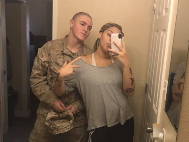Jiennah Crayton and US marine Rylee McCollum, who was killed last month in Kabul (Jiennah Crayton/Facebook)