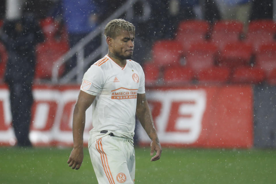 Mar 3, 2019; Washington, D.C., USA; Atlanta United forward Josef Martinez (7) walks off the field after the game against D.C. United during the second half at Audi Field. Mandatory Credit: Geoff Burke-USA TODAY Sports