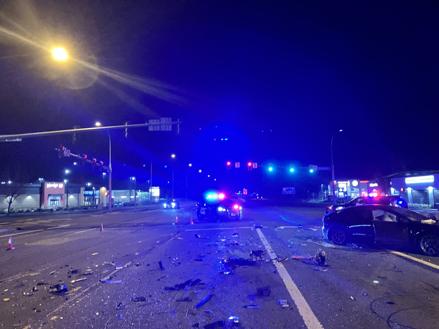 A major two vehicle crash has left three hospitalized in Battle Ground. February 11, 2024 (courtesy Clark County Sheriff's Office).