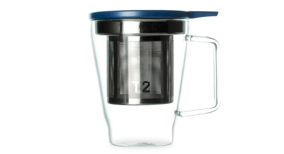 T2 Navy Glass Infuser Mug