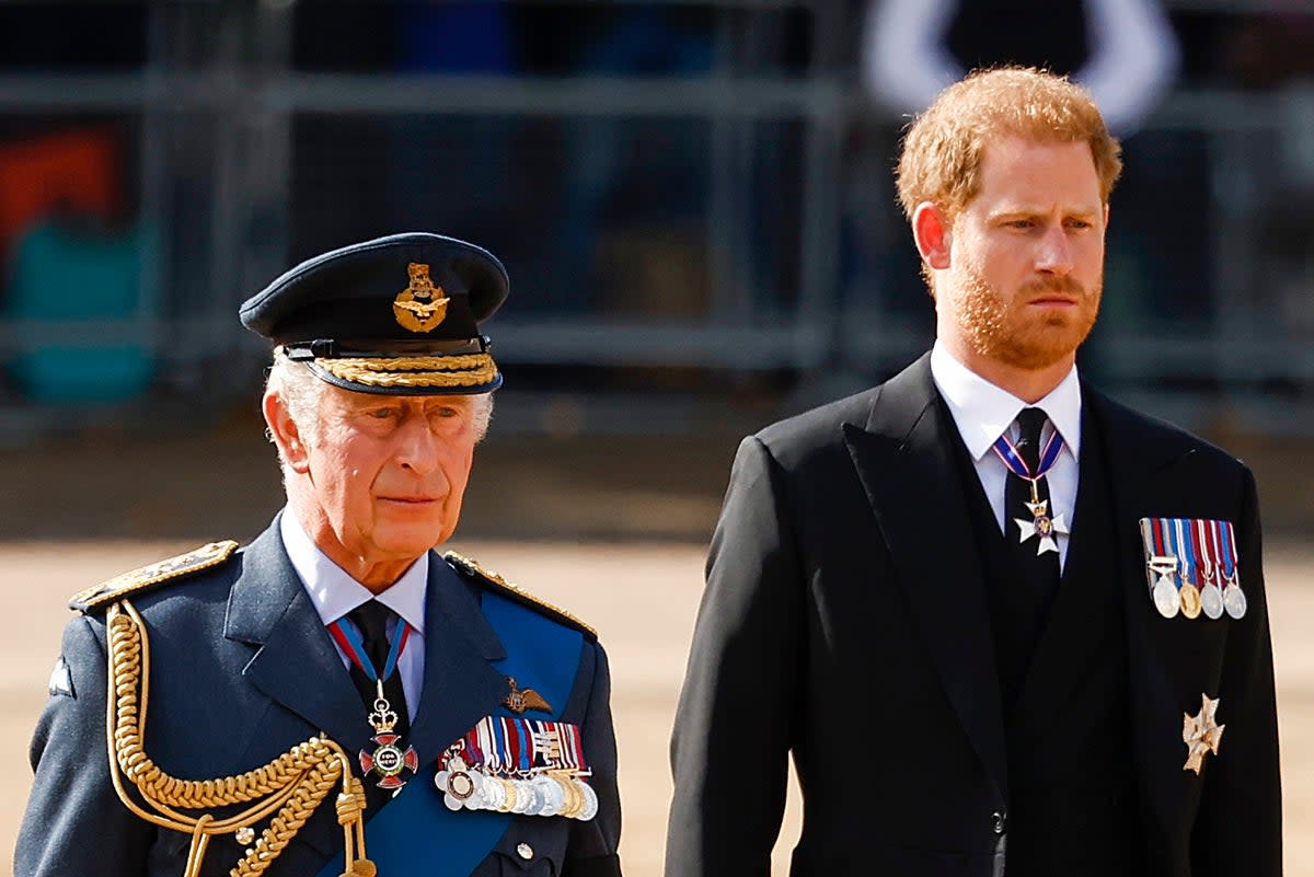 King Charles (L) and Prince Harry (R) at the funeral of Queen Elizabeth II (Getty Images)