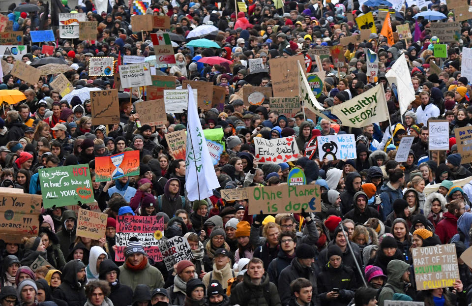 Thousands of demonstrators attend a protest climate strike ralley of the 'Friday For Future Movement' in Leipzig, Germany, Friday, Nov. 29, 2019. | Jens Meyer—AP