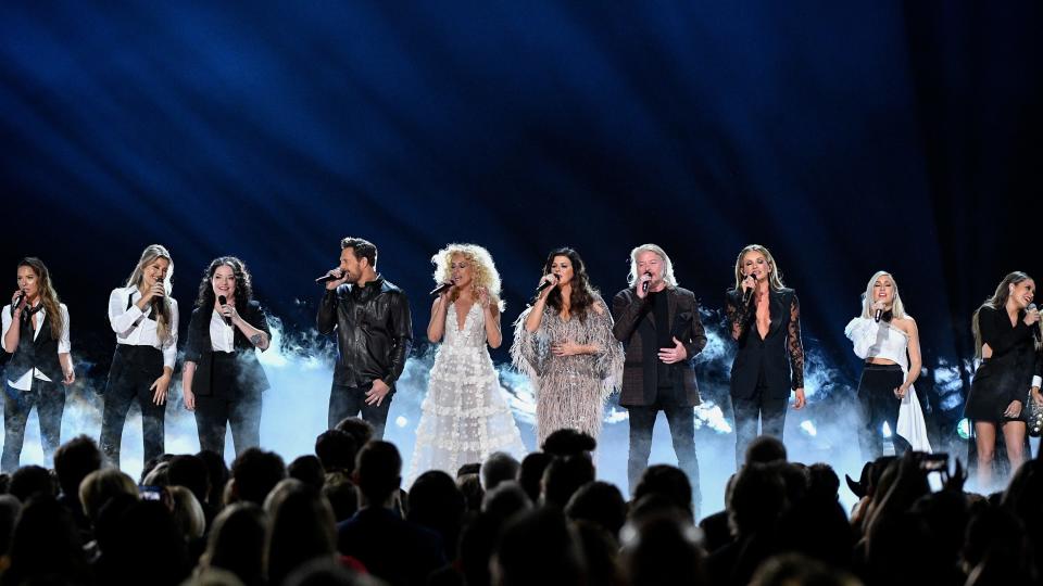 Little Big Town and others perform during the 53rd annual CMA Awards at Bridgestone Arena in Nashville on Wednesday, Nov. 13, 2019.