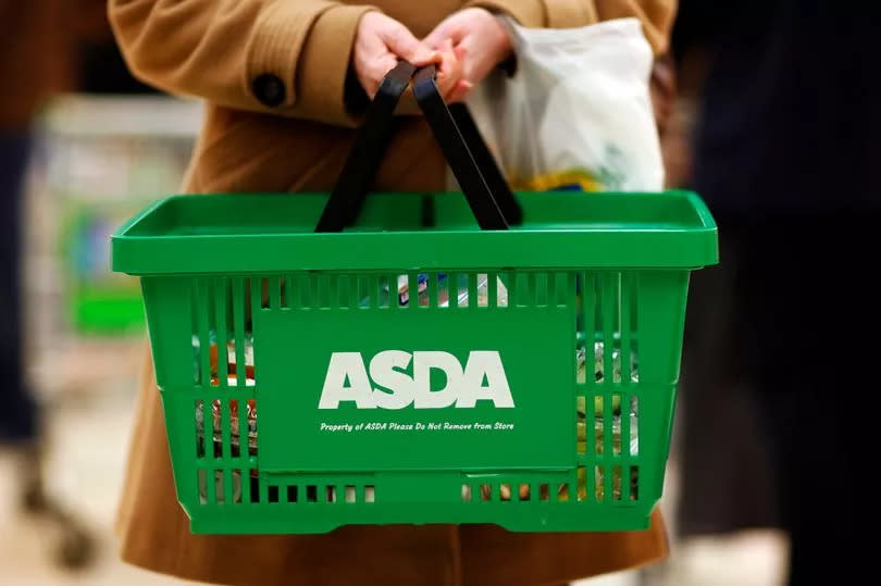 A green basket with an Asda logo