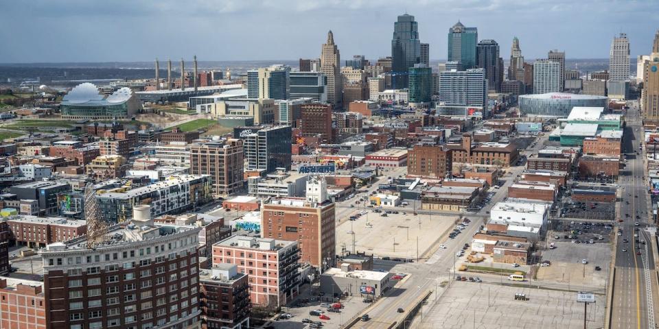 The Kansas City, Missouri skyline.