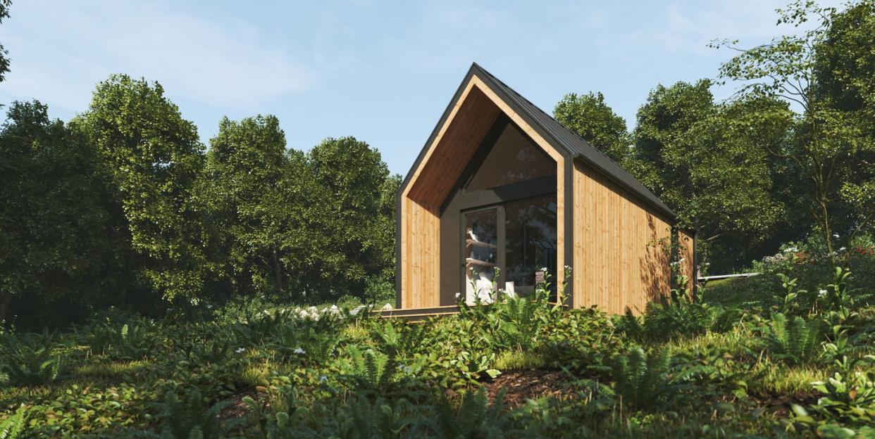 modern scandinavian style wooden tiny house in forest a new form of living philosophy to reduce ecological footprint