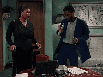 Kadeem Hardison dancing in front of Queen Latifah on "Living Single"