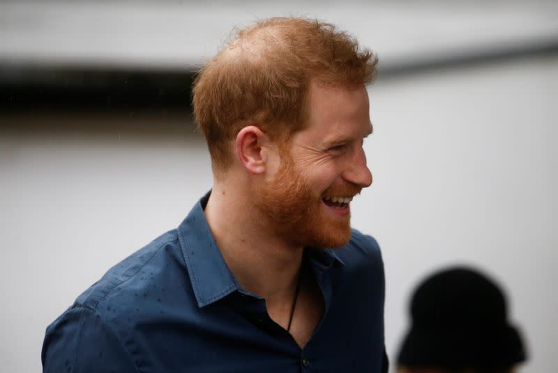 Britain's Prince Harry meets Jon Bon Jovi and members of the Invictus Games Choir in London