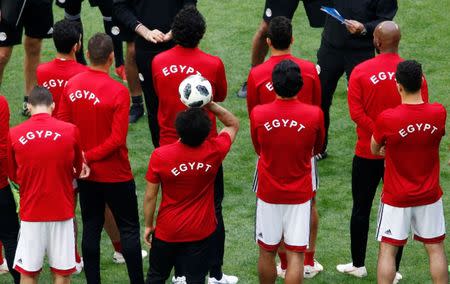 Soccer Football - World Cup - Egypt Training - Saint Petersburg Stadium, Saint Petersburg, Russia - June 18, 2018 General view during training REUTERS/Anton Vaganov