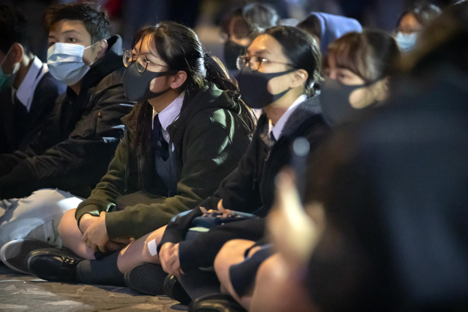 <p>Protesters gather during a rally for secondary school students near the Hong Kong Museum of Art in Hong Kong, Friday, Dec. 13, 2019. Protesters in Hong Kong wrote hundreds of Christmas cards on Thursday for people jailed in the city’s pro-democracy movement, promising they won’t be forgotten as they face spending the festive season behind bars. (AP Photo/Mark Schiefelbein)</p>
