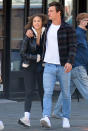 <p>Tyler Cameron and Camila Kendra step out with Cameron's brother Ryan in N.Y.C.'s West Village on Thursday.</p>