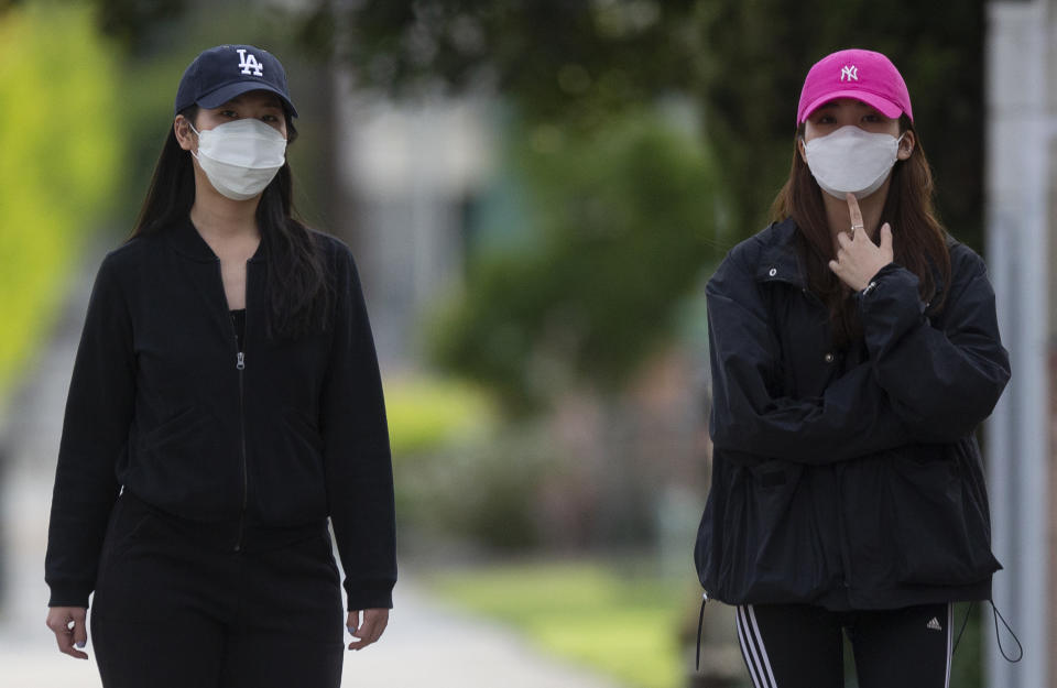 People wearing face masks in L.A.'s Chinatown