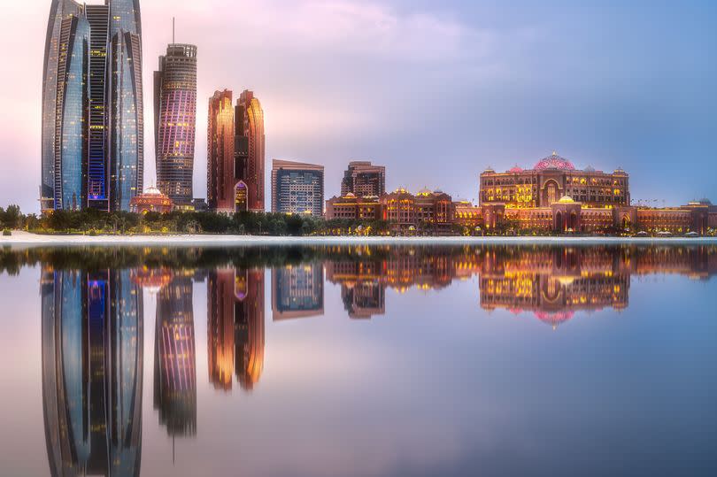 The Dubai skyline at sunrise