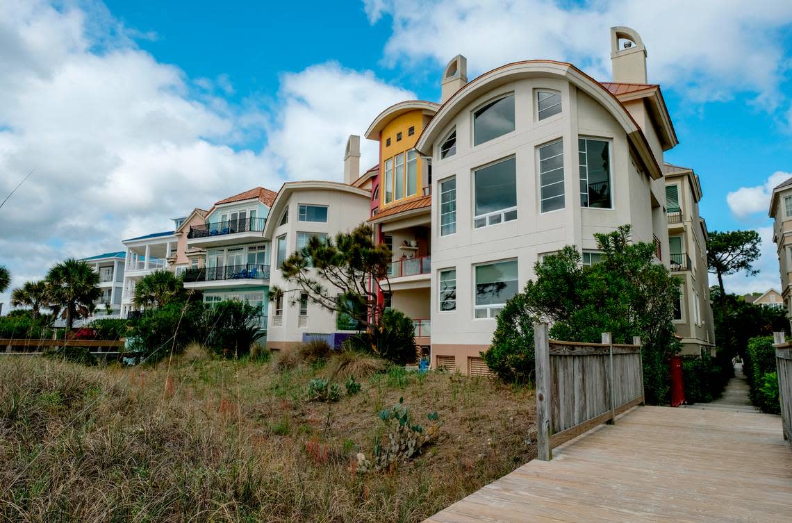 A boardwalk view of homes along Bradley Circle on Thursday, April 1, 2021 on Hilton Head Island where more than half the homes are short-term rentals.