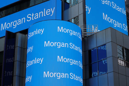 A sign is displayed on the Morgan Stanley building in New York U.S., July 16, 2018. REUTERS/Lucas Jackson