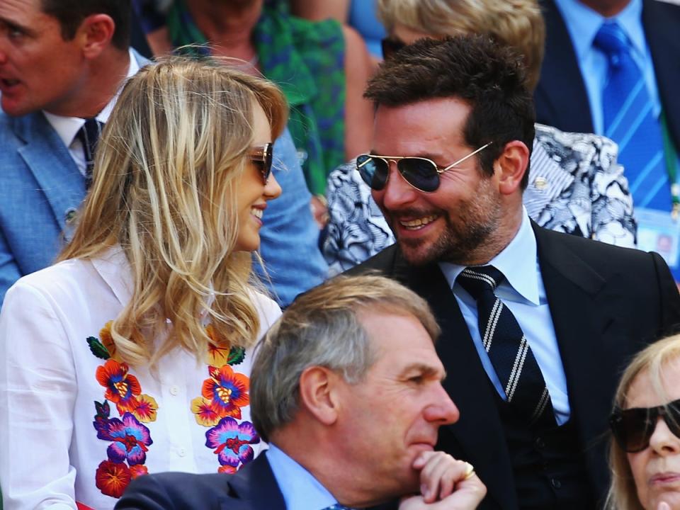 Suki Waterhouse and Bradley Cooper in the royal box at Wimbledon in 2014 in London. The singer spoke out in a new interview about their split (Getty Images)