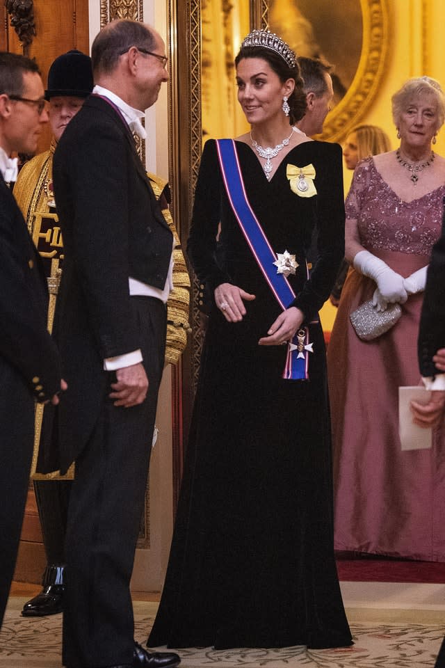 The duchess wore an Alexander McQueen gown (Victoria Jones/PA)