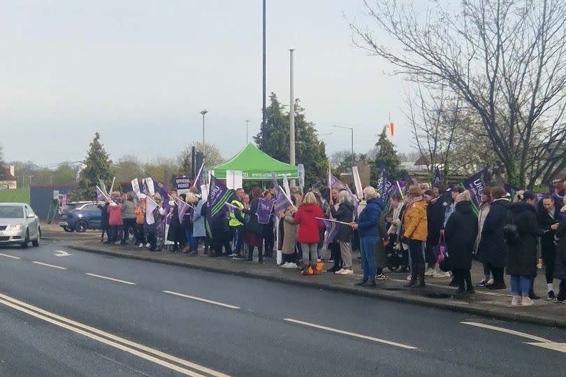 Teesside healthcare assistants outside  James Cook University Hospital