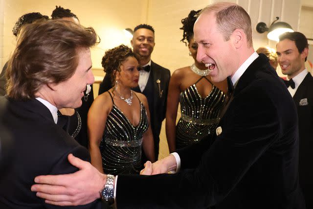 <p>DANIEL LEAL/POOL/AFP via Getty</p> Tom Cruise and Prince William at the London Air Ambulance Charity Gala on Feb. 7, 2024