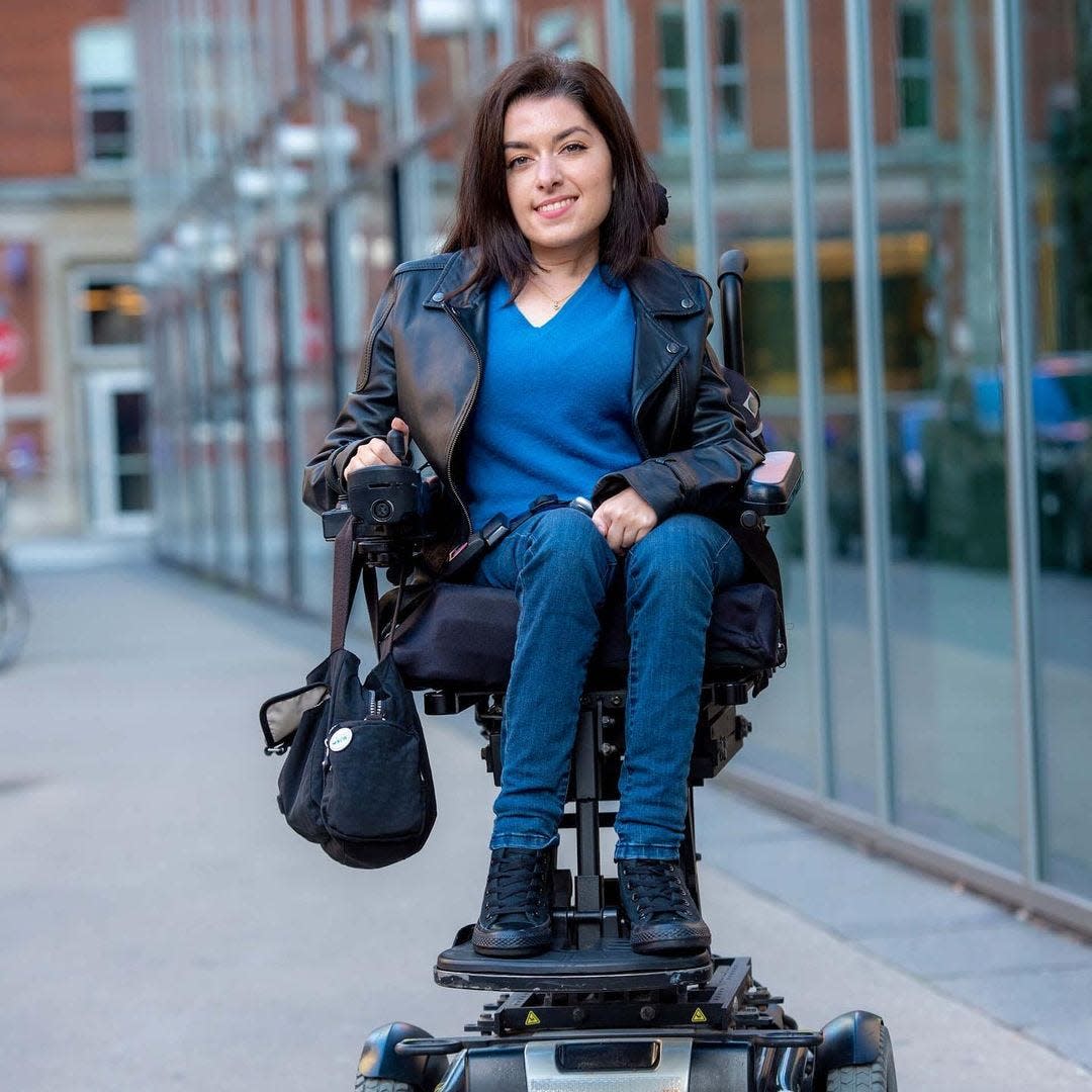 Maayan Ziv in her customized wheelchair