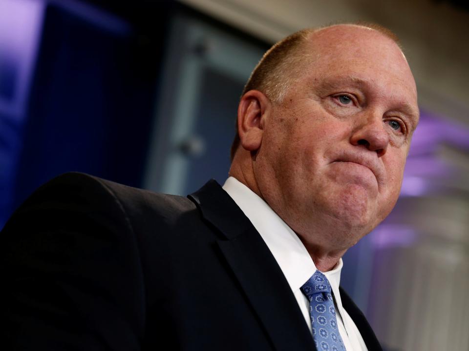 Former Immigration and Customs Enforcement (ICE) acting director Thomas Homan pictured daily briefing at the White House in 2017.