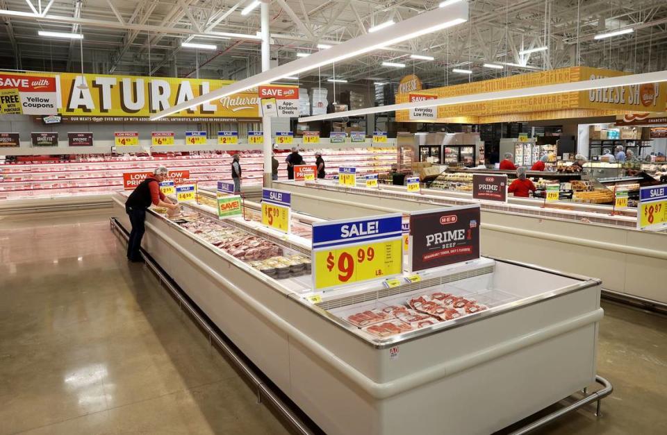The meat section of the new Alliance H-E-B on Tuesday, April 9, 2024, in Fort Worth.