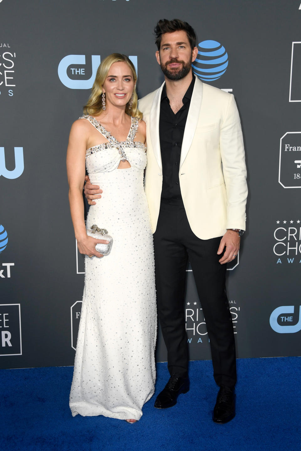 <p>Emily Blunt looked loved-up on the blue carpet with her husband John Krasinski. Source: Getty </p>