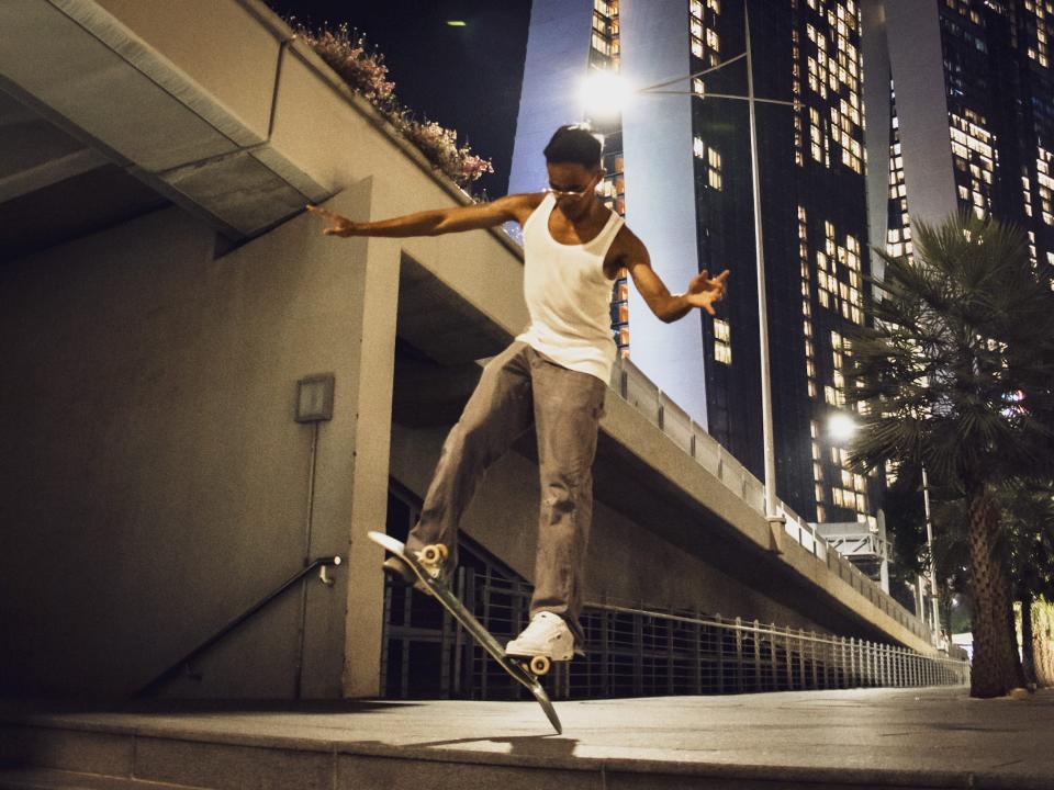 Adrian skating in Marina Bay.