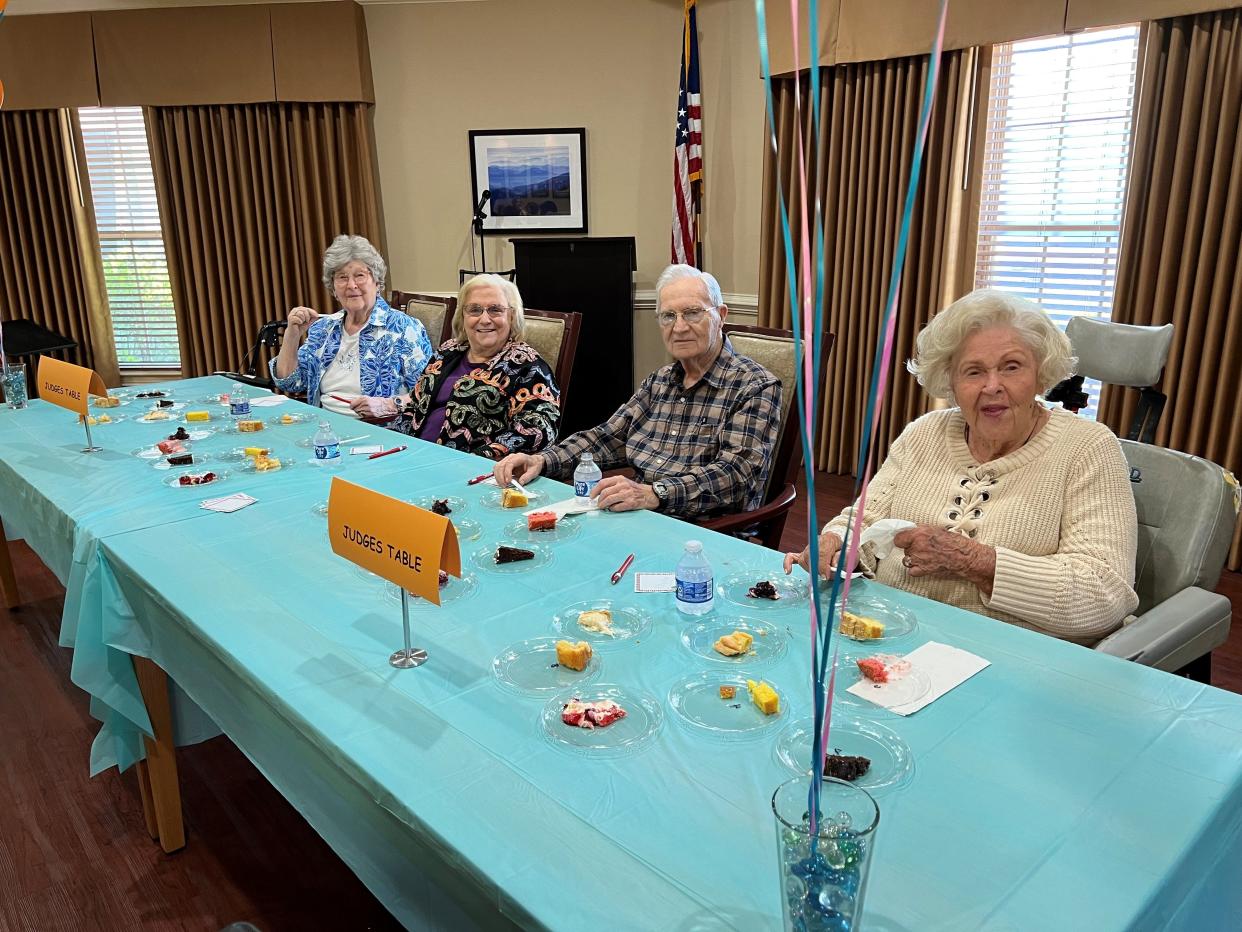 Family members of Morning Pointe residents try their hand at a baking competition.