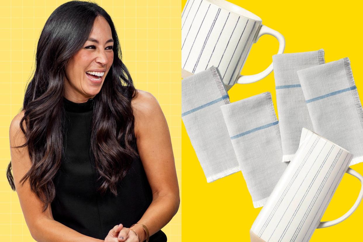 Joanna Gaines next to 3 Target home products