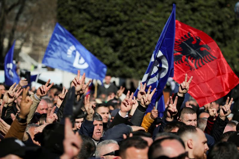 Albanian opposition holds an anti-government protest in Tirana