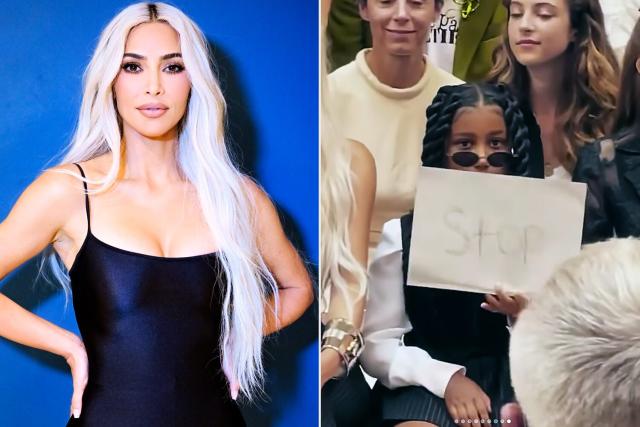 Kim Kardashian poses with her two new best friends for a SKIMS launch