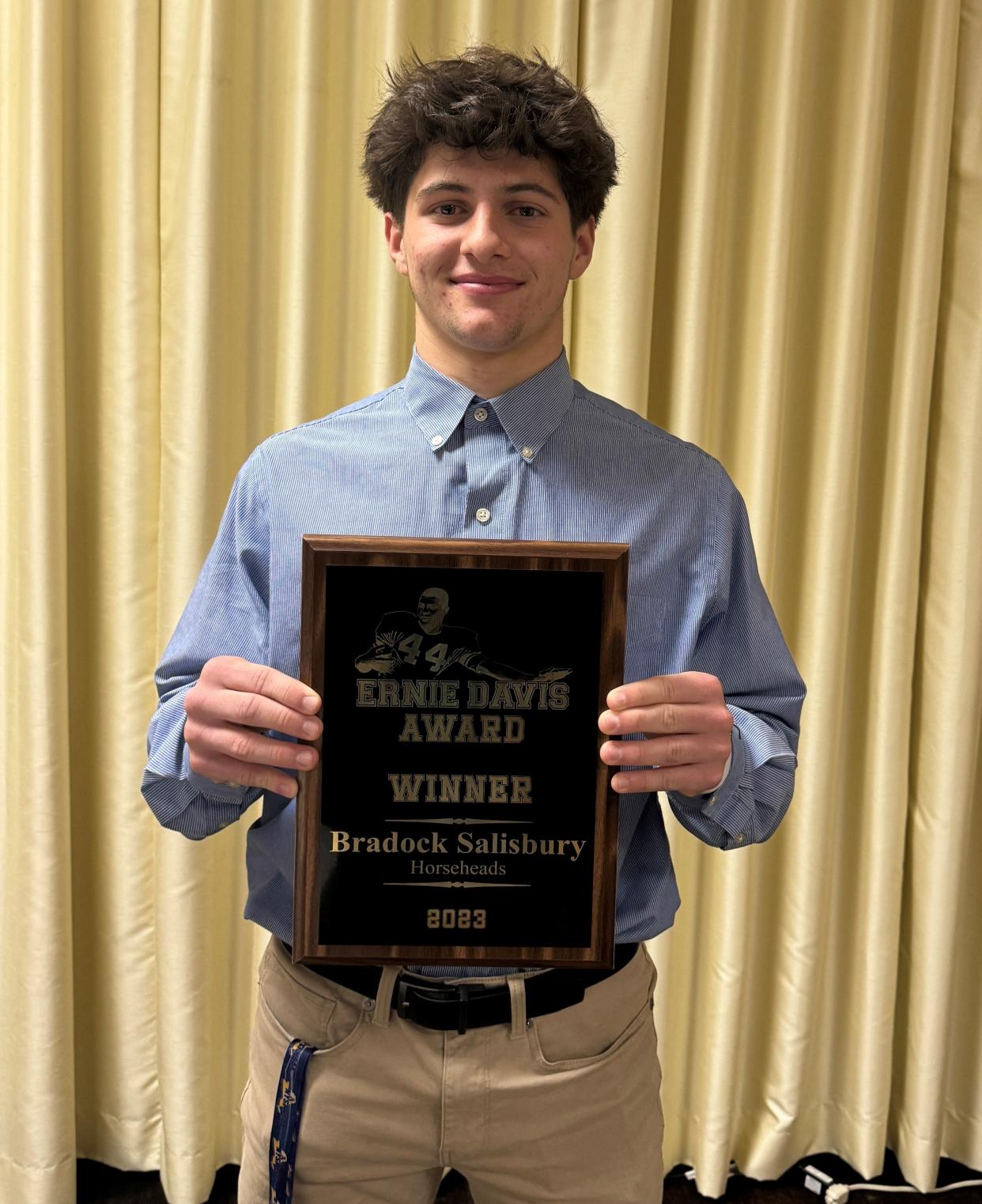 Horseheads High School senior Bradock Salisbury was named winner of the 2023 Ernie Davis Award on Dec. 14, 2023 during the Elmira Kiwanis Club luncheon at the Clarion Inn in Elmira.