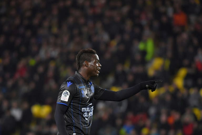 Nice's forward Mario Balotelli celebrates after scoring a goal during the French L1 football match against Nantes December 10, 2017