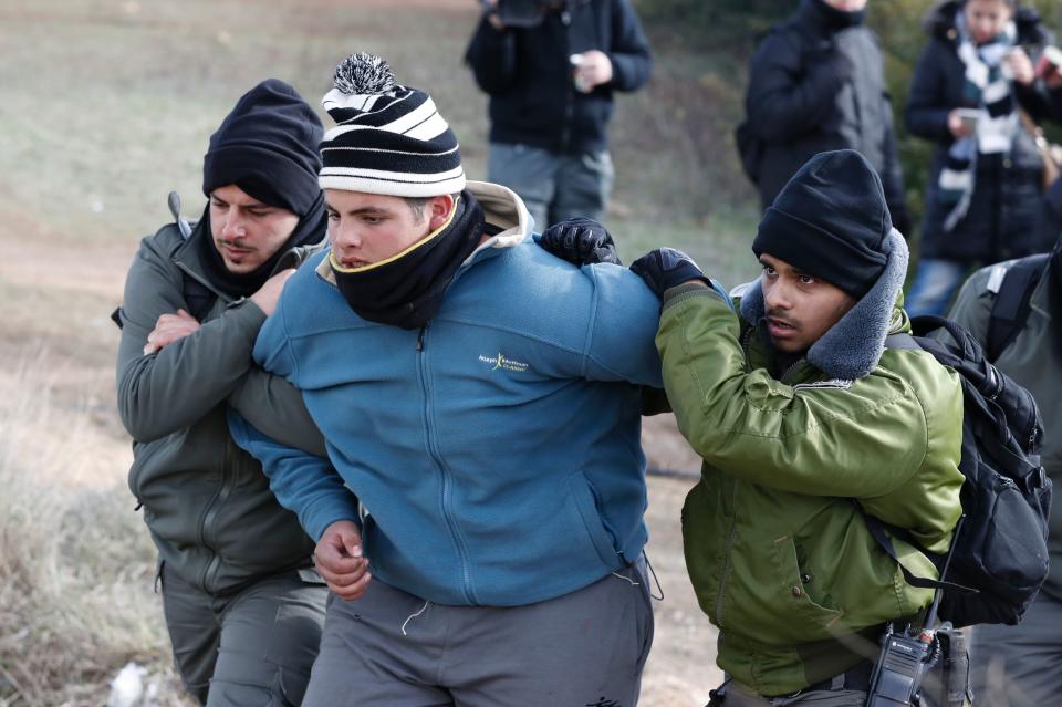 An Israeli settler is evicted by security forces at the Amona outpost.