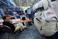 NASA Commercial Crew Astronaut Josh Cassada goes through a space suit fitting session at the Johnson Space Center in Houston,