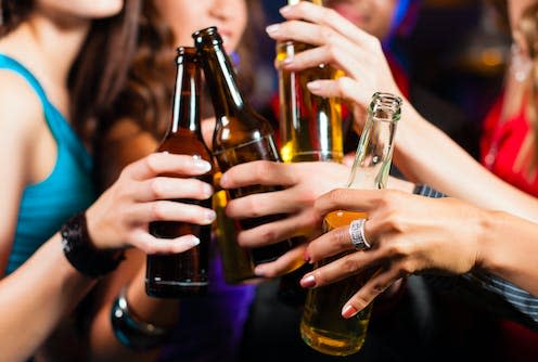 <span class="caption">Drinking is going out of fashion among young people in some parts of the world, but not others. </span> <span class="attribution"><a class="link " href="https://www.shutterstock.com/image-photo/group-party-people-men-women-drinking-126810821" rel="nofollow noopener" target="_blank" data-ylk="slk:Kzenon via Shutterstock.;elm:context_link;itc:0;sec:content-canvas">Kzenon via Shutterstock.</a></span>