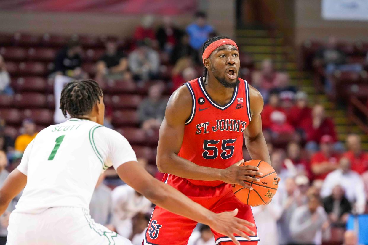 St. John's forward Drissa Traore looks for an open teammate during a game against North Texas last November.