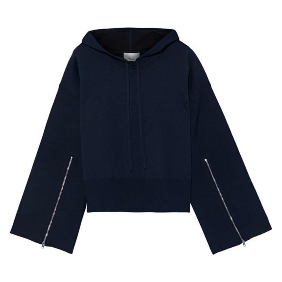 34) Zip-Detailed Wool-Blend Hoodie