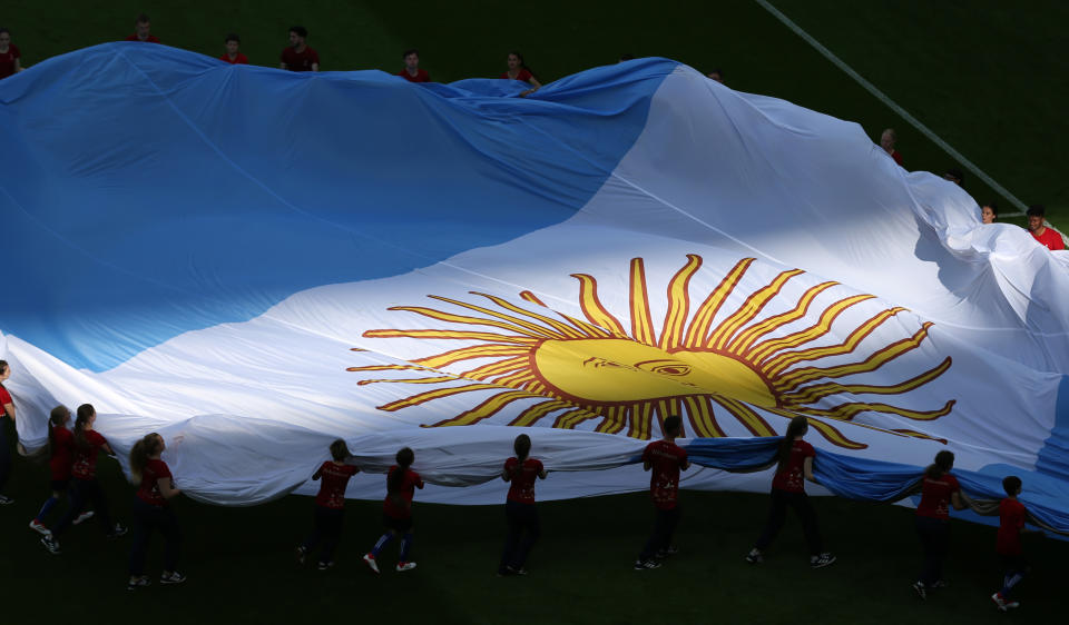 Argentina Flag during the 2018 FIFA World Cup Russia. Photo: Stefan Matzke - sampics/Corbis via Getty Images