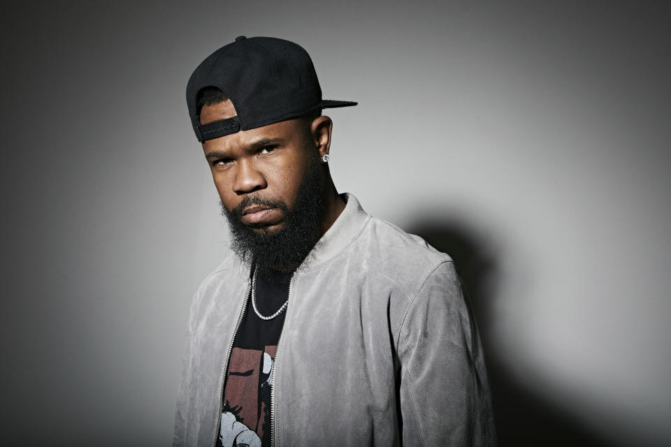 This Nov. 18, 2019 photo shows Grammy award-winning rapper Chamillionaire posing for a portrait in New York. A co-founder of popular underground Texas group the Color Changin’ Click, is best known for his hit “Ridin Dirty.” (Photo by Matt Licari/Invision/AP)
