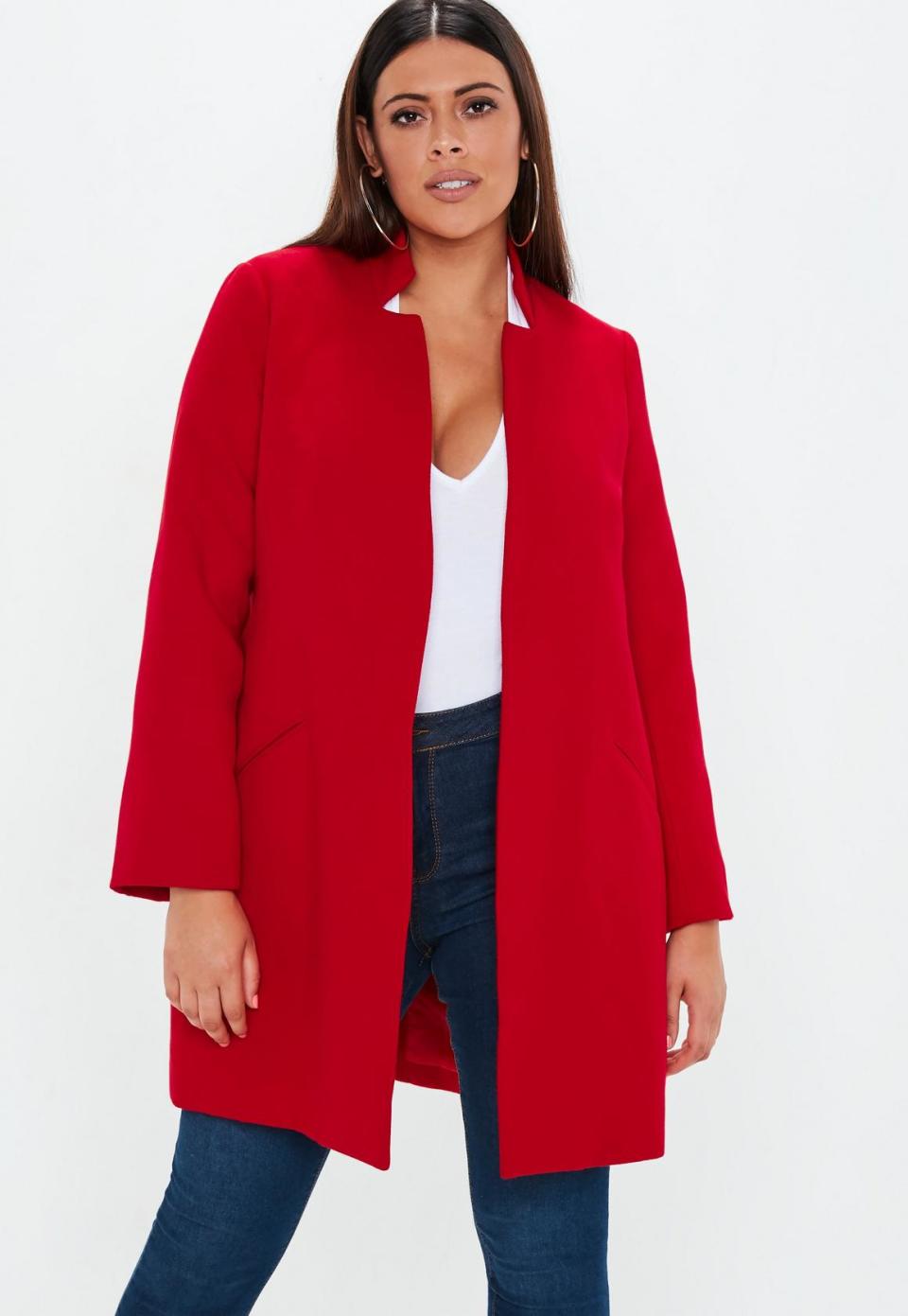 Plus-Size Red Topcoat