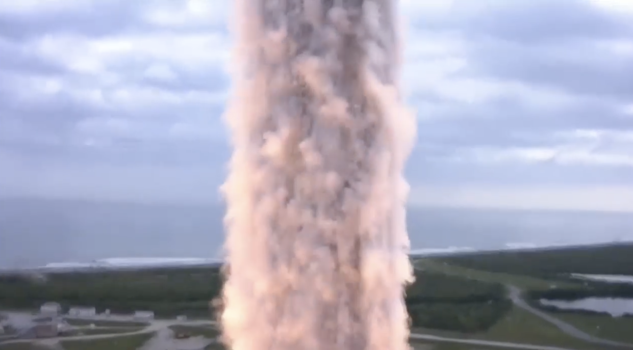 A scene from the NASA livestream of Psyche's takeoff. 