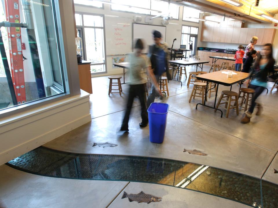 Students collect rainwater in 2011