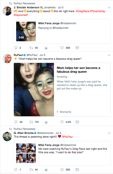RuPaul retweets in support of Jorge and Kito. (Photo: Twitter/RuPaul)