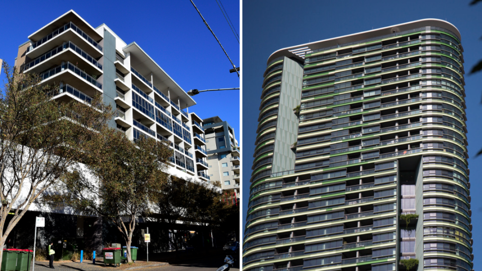 Pictured: High-rise apartment building Opal Tower and Mascot Towers . Images: AAP