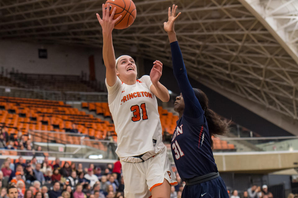 Princeton Tigers guard/forward Bella Alarie (31) shoots the ball during the second half of the college basketball game between the Penn Quakers and Princeton Tigers on January 5, 2019 at Jadwin Gymnasium in Princeton, NJ (Photo by John Jones/Icon Sportswire via Getty Images)